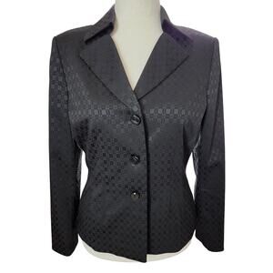 Tahari Arthur S. Levine Black Geometric Blazer Size 10 Artsy Modern Classic Work
